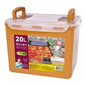 냉장고 김치통 20L 누름 용기 플라스틱 밀폐 보관