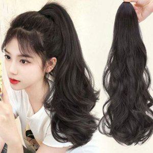 자연 포니테일 가발 집게 웨이브 가발 붙임머리 데일리 부분 볼륨