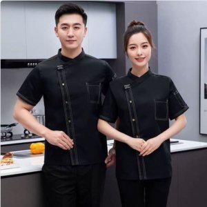 카라 반팔 조리복 통기성 여름 조리복 남성 셰프 요리복 한식