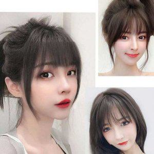 풀뱅 앞머리 가발 시스루 여성 앞머리 가발 인조 헤어 피스