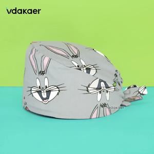 귀여운 만화 인쇄 레이디 간호사 모자 외과 모자 애완 동물 병원 외과 의사 모자 치과 의사 모자 미용실 수의사 남자 방진 스크럽 캡