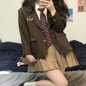학생복 세트 여성용 쓰리피스 수트 플리츠 스커트 칼리지 스타일 스몰 사이즈 솔트 시리즈 걸 센세이션 가을 패션
