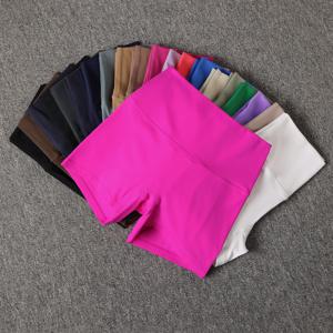 솔리드 컬러 여성 피트니스 스포츠 짧은 하이 웨이스트 요가 짧은 레깅스 자전거 소프트 스쿼트 증거 종합 훈련 조깅 Athleti