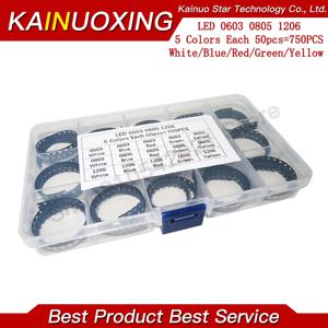 750 개/몫 SMD LED 키트 0603 0805 1206 빨간색/녹색/파란색/흰색/노란색 led 다이오드 세트 5 색 각 50pcs