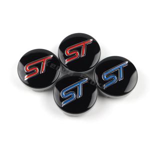 4PCS 54mm ST 라인 자동차 휠 센터 허브 캡 림 커버 포드 포커스 Mondeo Mustang Fiesta Kuga MK2 Everest Escape 액세서리