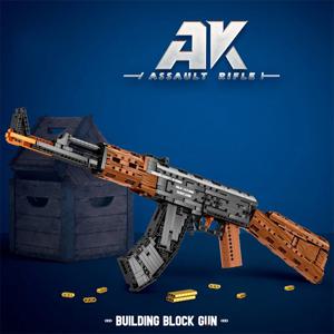 AK47 돌격 소총 모델 빌딩 블록 군대 무기 촬영 가능한 모조 총 벽돌 어린이 휴일 선물 DIY 장난감