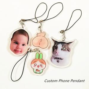사용자 정의 아크릴 키 체인 귀여운 만화 애니메이션 그림 휴대 전화 펜던트 패션 휴대 전화 장식 보석 여성 선물 용품