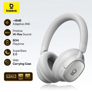 베이스어스 보위 MH1 블루투스 헤드폰 48dB 노이즈 캔슬링 하이 레졸루션 LDAC 오버이어 헤드셋 오디오 무선 이어폰 이어버드