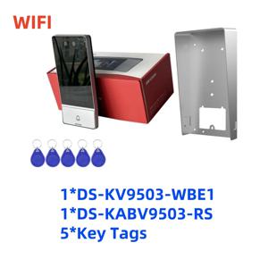 Hikvision DS-KV9503-WBE1 금속 와이파이 얼굴 인식 IP 빌라 문짝 스테이션, POE DS-KH6350-WTE1 무선 실내 모니터 화면