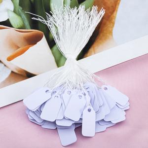 100Pcs 쥬얼리 문자열 코드 가격 태그 쥬얼리 디스플레이 카드 프로 모션 레이블에 대 한 사각형 흰색 빈 레이블 교수형 종이 태그