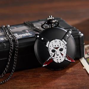 남성용 맞춤형 패션 트렌드 레트로 릴리프 고스트 더블 나이프 패턴, 영국 스타일 플립 포켓 시계, 쿼츠 시계 목걸이