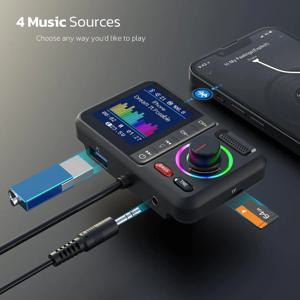 다기능 무선 FM 트랜스미터, 대형 컬러 화면, 2.4A QC3.0 듀얼 USB 고속 충전, 차량용 AUX 어댑터, MP3 음악 플레이어
