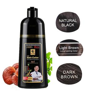 오래 지속되는 헤어 컬러 샴푸 3 in 1 검은 머리 염색 샴푸 여성 및 남성용 천연 허브 안전 커버 흰색 회색 헤어 크림