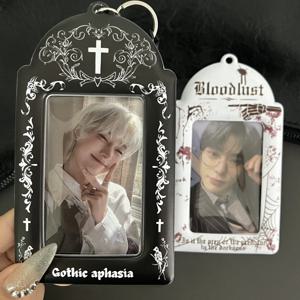 포토 카드 홀더 고딕 블랙 화이트 크로스 K-Pop 사진 홀더 클래식 유럽 3-3.5-In 애니메이션 게임 카드 보관 클립