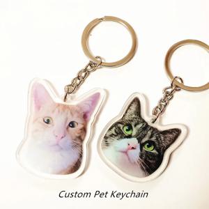 커스텀 반려동물 사진 아크릴 열쇠고리, 귀여운 고양이 개 클리어 스탠드, 귀여운 반려동물 냉장고 스티커, 달콤한 동물 열쇠고리 스탠딩
