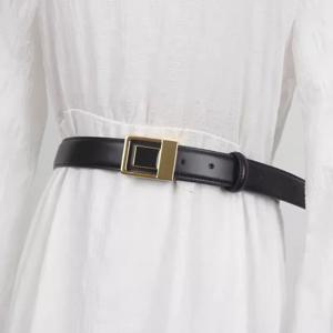 여성용 빈티지 버클 정품 가죽 코르셋, 여성용 커머번드 코트, 허리띠 원피스 장식, 좁은 벨트 J783