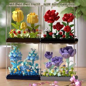 Qimeng 재미 마이크로 과립 장미 영원한 꽃 빌딩 블록 장식 조립 키트 소녀를위한 선물 7323-26