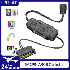 GPUHOLD SATA 인터페이스 5V 3PIN ARGB 컨트롤러 연장 케이블 라이트 컨트롤러 어댑터 (PC 팬 CPU 쿨러 팬 라이트 스트립 용)