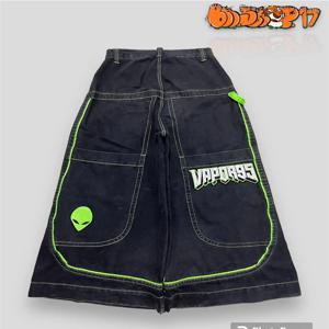 빈티지 남성 청바지 고딕 하이 웨스트 와이드 바지 하라주쿠 Vapor95 데님 바지 수 놓은 헐렁한 청바지 streetwear Y2K 청바지