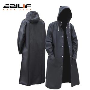 EVA 성인용 긴 방풍 및 방수 원피스 비옷(검은색 후드 야외 사이클링 및 하이킹 두꺼운 비옷 포함)