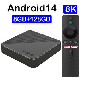 안드로이드 14 T8 스마트 TV 박스 블루투스 5.4 Rockchipp 3518 8K 울트라 듀얼 Wifi 5G 다국어 Google 음성 스트리밍 미디어 플레이어