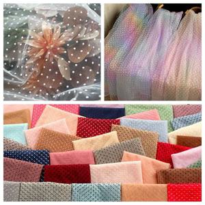  미터 3D 플로킹 도트 소프트 얇은 명주 그물 원단 DIY 꽃다발 아기 옷 드레스 커튼 원단 아트 배경 재료