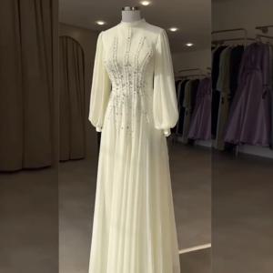 맞춤형 클래식 쉬폰 플리츠 스팽글 A 라인 하이 칼라 롱 드레스 맞춤형 행사 홈 커밍 사이즈 사용 가능