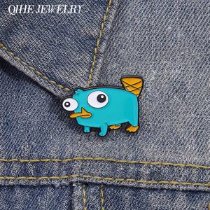 페리 더 플래티퍼스 브로치 에나멜 핀 만화 애니메이션 오리 캐릭터 금속 브로치 백팩 라펠 배지 동물 장신구 친구 선물