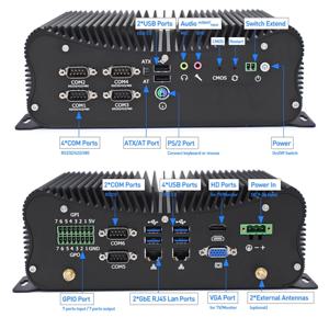 내장형 팬리스 산업용 컴퓨터 코어 i5-4278U i7-4500U 6개 DB9 COM 포트 8G DDR3 256G SSD HD VGA 듀얼 i211 네트워크 상업용 PC