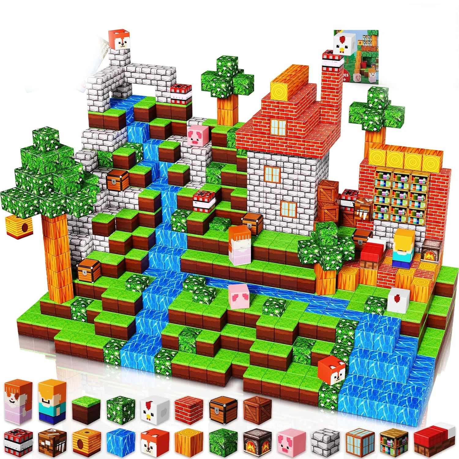 감각 발달 몬테소리 쌓기 큐브 건축 세트 자석 블록 마그넷 큐브 마인 세트 장난감 생일 선물