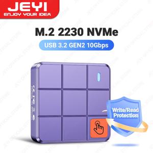 터치 제어 기능이 있는 JEYI 2230 M.2 NVMe 인클로저, 쓰기/읽기 보호 기능이 있는 USB3.2 GEN2 10Gbps PCIe SSD 케이스, UASP TRIM 지원
