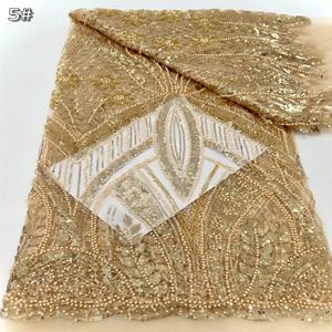 럭셔리 아프리카 신랑용 스팽글 레이스 원단 고품질 비즈 자수 레이스 프렌치 튤 나이지리아 웨딩 드레스 소재
