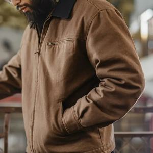 메이든 빈티지 남성용 J001 디트로이트 재킷 라펠 칼라 따뜻한 퀼팅 작업 재킷 헤비웨이트 코튼 사파리 코트 가을 겨울용