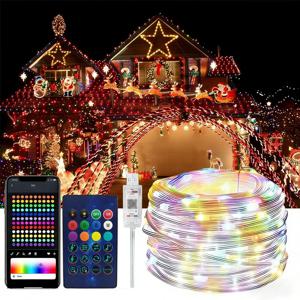 스마트 색상 변경 요정 조명 방수 스트링 라이트 실내외 음악 동기화 타이머 반짝이 조명 정원 파티 장식용