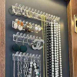 3/6/12/18개 목걸이 보관 랙, 거울 뒤 캐비닛 문에 설치, 엉킴 방지 주얼리 디스플레이 랙, 남녀 모두 사용 가능.