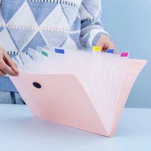 귀여운 투명 아코디언 스타일의 5칸 수납공간이 있는 학생용 파일 폴더 1개