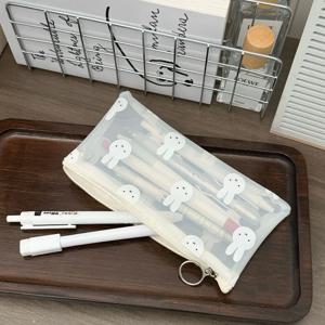 핫 카툰 미피 시리즈 펜 케이스 창의적인 귀여운 PVC 프린트 문구 가방 투명 방수 보관 가방