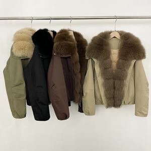 OFTBUY 여성용 모피 코트 폭스 퍼 리얼 코트 한국 동대문 고품질 의류 데미 시즌 자켓 여성용 아우터웨어 의류