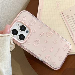 아이폰 17 16 15 14 13 12 프로 맥스용 보우 투명 폰 케이스 귀여운 만화 산리오 헬로키티 충격 방지 보호 소프트 커버