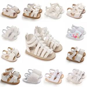 여아 샌들 0-12개월 여름 첫 워커 화이트 클래식 소프트 솔 캐주얼 패션