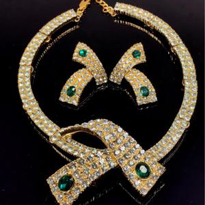 빈티지 감성의 고급 진주 라인스톤 귀걸이 목걸이 여성 소녀 선물 파티 초커 주얼리 세트