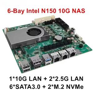 1*10G 2*2.5G LAN 포트 6베이 NAS 마더보드 인텔 트윈 레이크 N150 4코어 6*SATA3.0 2*NVMe 1*DDR5 방화벽 ITX 메인보드 홈 서버