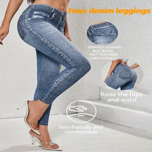 비데님 레트로 레깅스 여성 스포츠 슬림 타이츠 레깅스 피트니스 하이 웨이스트 팬츠 의류 운동 러닝 퀵 드라이 레깅스