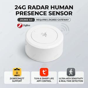 Zigbee 24G Mmwave 레이더 존재 센서 Tuya Z2M 스마트 홈 보안 자동화 알람용 인간 감지기 모션/정적 감지