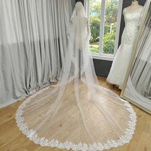 맞춤형 속눈썹 레이스 만틸라 베일, 3m*3m 길이의 샹티이 속눈썹 레이스가 있는 신부 베일, 숨겨진 빗이 있는 아이보리 웨딩 베일
