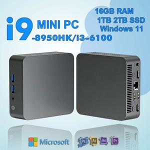 미니 PC 윈도우 11 프로 코어 i9-8950HK/i3-6100 16GB DDR4 1TB SSD PC 게이머 컴퓨터 듀얼 WIFI 6 BT5.2 4K HD 미니 게이밍 데스크탑