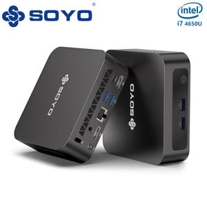 SOYO 미니 PC Y5 PLUS 인텔 i7 4650U CPU, 8GB RAM, 128GB M.2 SSD 미니 데스크탑 컴퓨터, 듀얼 4K 디스플레이, WiFi 5, BT4.2, USB-C 지원