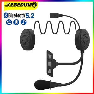 Kebidumei 오토바이 블루투스 5.2 헬멧 헤드셋 무선 핸즈프리 스테레오 음악 플레이어 모토 소음 감소 마이크가있는 Haedphone
