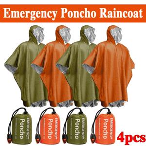 비상용 방수 우비 알루미늄 필름 일회용 판초 따뜻한 보온 우비 담요 생존 도구 캠핑 장비