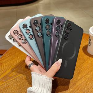 매트 렌즈 보호 폰 케이스 (맥세이프 삼성 갤럭시 S26 울트라 S25 플러스 엣지 FE A07 A17 A27 A37 A57) 충격 방지 소프트 커버